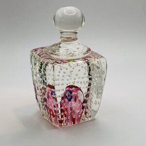 Fratelli Toso Murano Millefiori Flowers Bubbles Italian Art Glass Paperweight Pi